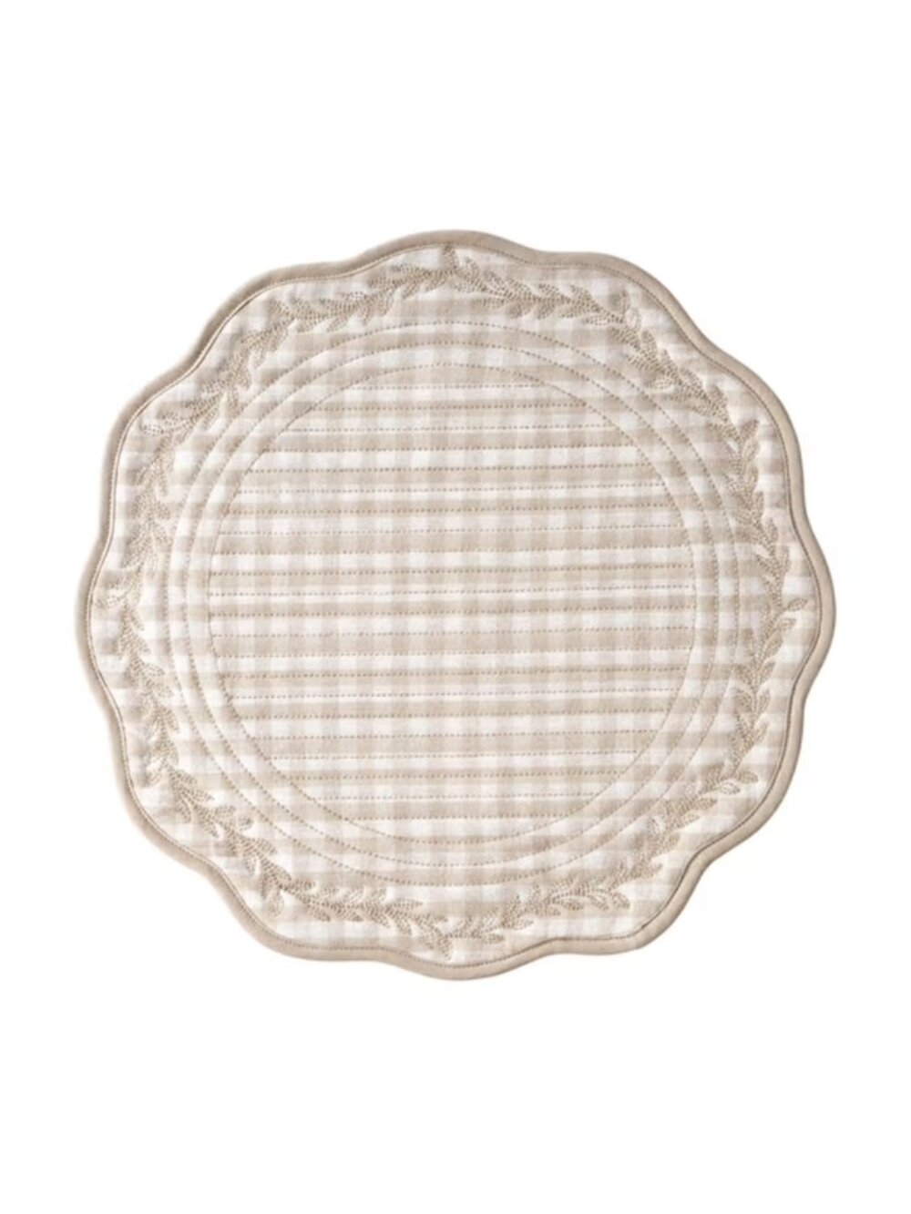 The Pioneer Woman Home Beige Gingham Quilted Woven Placemat Round Table Decor